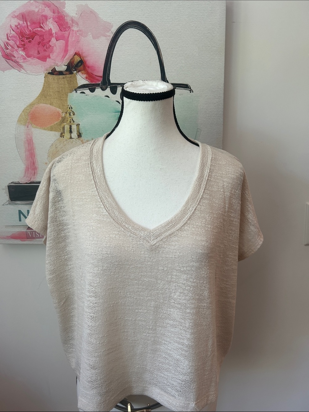 Zenana Sand Beige Short Sleeved Lightweight Sweater